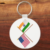 Amerikaanse en Indiase gekruiste vlaggen Sleutelhanger (Voorkant)
