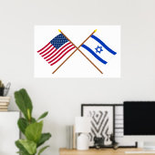 Amerikaanse en Israëlische gekruiste vlaggen Poster (Thuiskantoor)