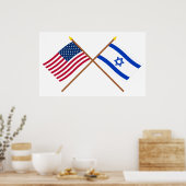 Amerikaanse en Israëlische gekruiste vlaggen Poster (Keuken)