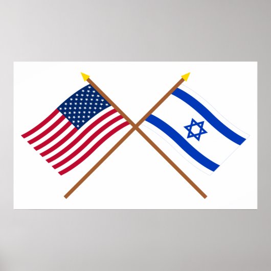 Amerikaanse en Israëlische gekruiste vlaggen Poster (Voorkant)