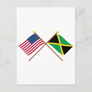 Amerikaanse en Jamaica Crossed Flags Briefkaart