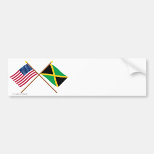 Amerikaanse en Jamaica Crossed Flags Bumpersticker