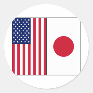 Amerikaanse en Japanse vlaggen Ronde Sticker