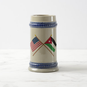 Amerikaanse en Jordaanse gekruiste vlaggen Bierpul