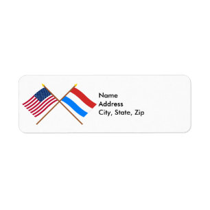 Amerikaanse en Luxemburgse kruisvlaggen Etiket