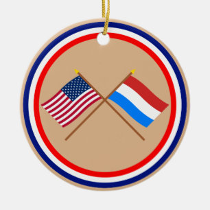 Amerikaanse en Luxemburgse kruisvlaggen Keramisch Ornament