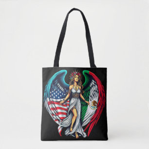 Amerikaanse en Mexicaanse vlag engel vrouw patriot Draagtas