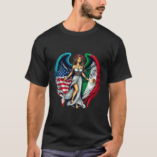 Amerikaanse en Mexicaanse vlag engel vrouw Patriot T-shirt