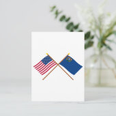 Amerikaanse en Nevada Crossed Flags Briefkaart (Staand voorkant)
