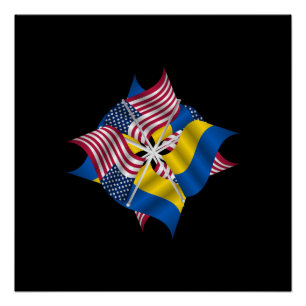 Amerikaanse en Oekraïense vlaggen Perfect Poster