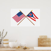 Amerikaanse en Ohio Crossed Flags Poster (Keuken)