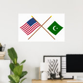 Amerikaanse en Pakistaanse gekruiste vlaggen Poster (Thuiskantoor)