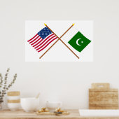 Amerikaanse en Pakistaanse gekruiste vlaggen Poster (Keuken)
