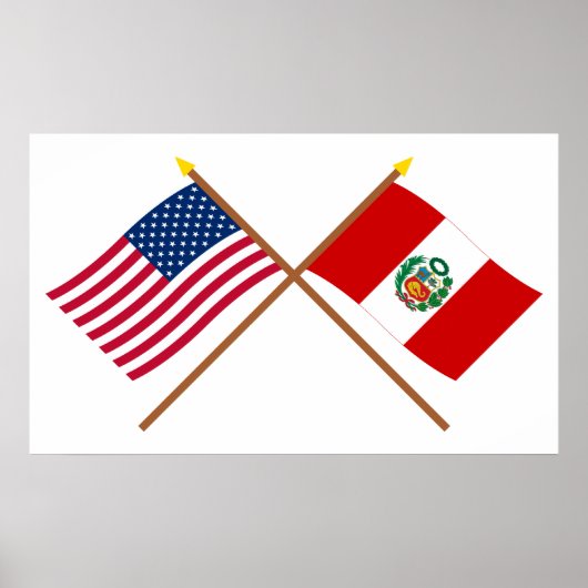 Amerikaanse en Peru Crossed-vlaggen Poster (Voorkant)