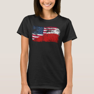Amerikaanse en Poolse vlag gecombineerd tot één op T-shirt