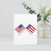 Amerikaanse en Puerto Rico Crossed Flags Briefkaart (Staand voorkant)
