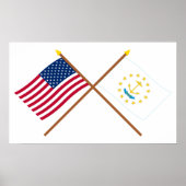 Amerikaanse en Rhode Island - gekruiste vlaggen Poster (Voorkant)