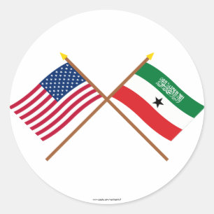 Amerikaanse en Somaliland Kroatische vlaggen Ronde Sticker