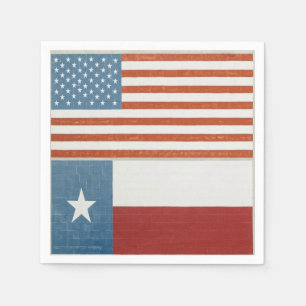 Amerikaanse en Texaanse vlag VS Rood Wit en Blauw Servet