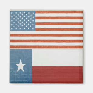 Amerikaanse en Texas Flag USA Red White en Blue Magneet