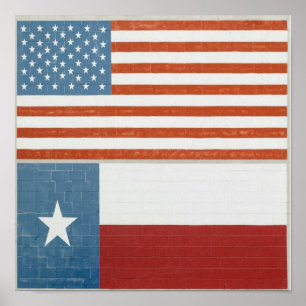 Amerikaanse en Texas Flag USA Red White en Blue Poster