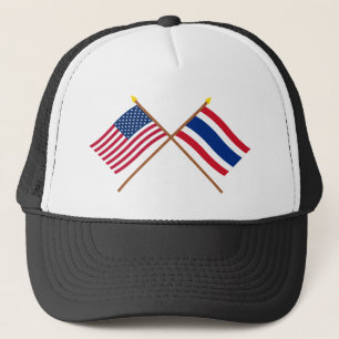 Amerikaanse en Thaise gekruiste vlaggen Trucker Pet