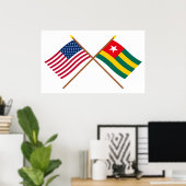 Amerikaanse en Togo Crossed Flags Poster (Thuiskantoor)