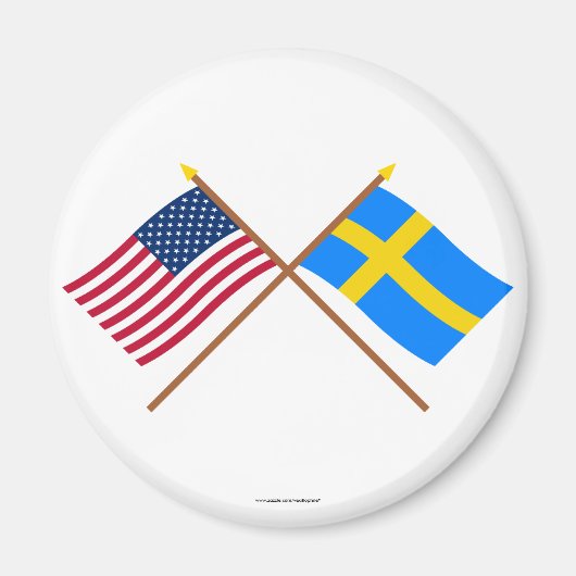 Amerikaanse en Zweedse gespleten vlaggen Magneet (Voorkant)