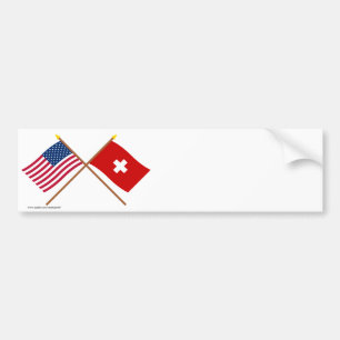 Amerikaanse en Zwitserse getijnse vlaggen Bumpersticker