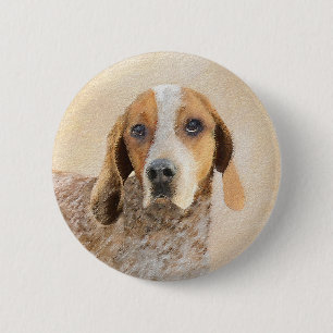 Amerikaanse Engelse coonhound-schildering - Oorspr Ronde Button 5,7 Cm