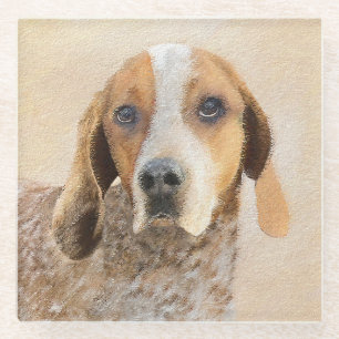 Amerikaanse Engelse coonhoundschildering - Dog Art Glazen Onderzetter