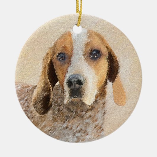 Amerikaanse Engelse coonhoundschildering - Dog Art Keramisch Ornament (Voorkant)