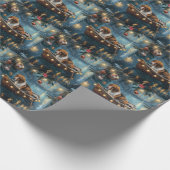 Amerikaanse Engelse Foxhound Christmas Feestelijke Cadeaupapier (Hoek)