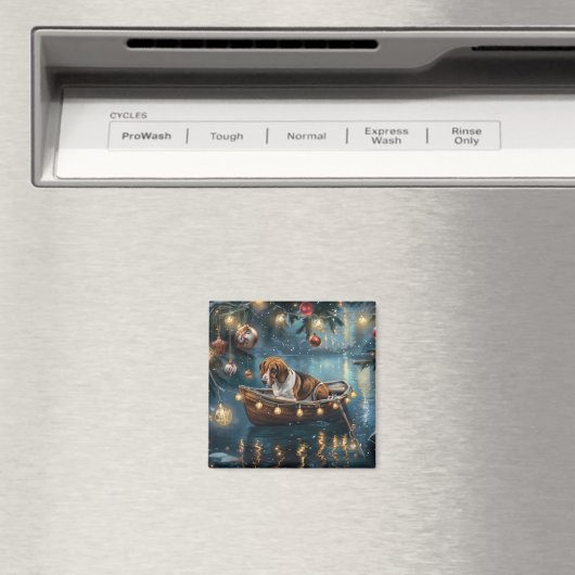 Amerikaanse Engelse Foxhound Christmas Feestelijke Magneet (Insitu (Vaatwasser))