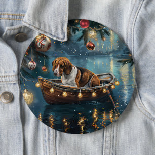Amerikaanse Engelse Foxhound Christmas Feestelijke Ronde Button 6,0 Cm