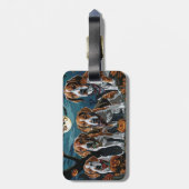 Amerikaanse Engelse Foxhound Halloween Spooky Bagagelabel (Achterkant verticaal)