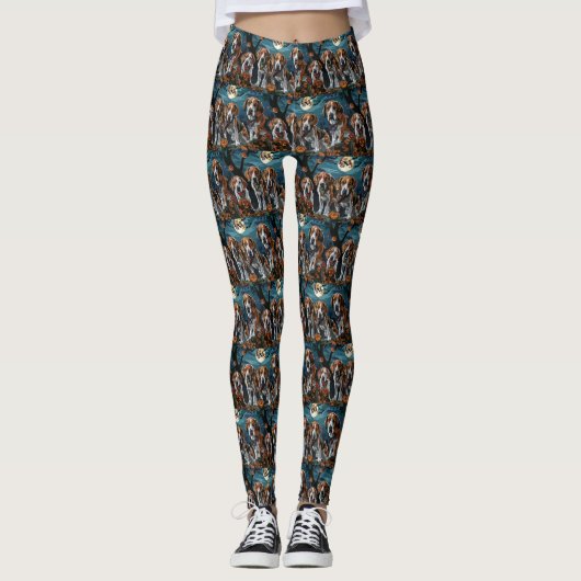 Amerikaanse Engelse Foxhound Halloween Spooky Leggings (Voorkant)