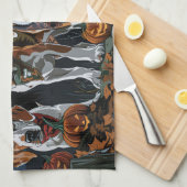 Amerikaanse Engelse Foxhound Halloween Spooky Theedoek (Quarter Fold)