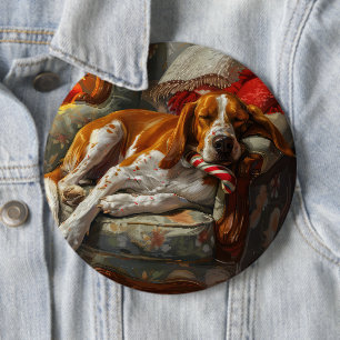 Amerikaanse Engelse Foxhound Hond Kerstmis Festief Ronde Button 6,0 Cm