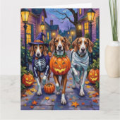 Amerikaanse Engelse Foxhound in Halloween kostuums Kaart (Voorkant)
