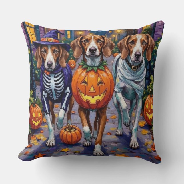 Amerikaanse Engelse Foxhound in Halloween kostuums Kussen (Voorkant)