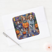 Amerikaanse Engelse Foxhound in Halloween kostuums Vierkante Sticker (Envelop)