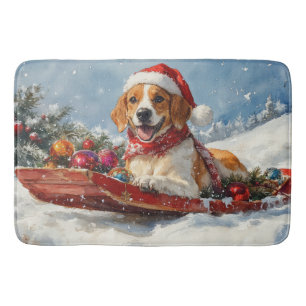 Amerikaanse Engelse Foxhound in Sledge Christmas Badmat