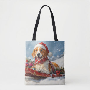 Amerikaanse Engelse Foxhound in Sledge Christmas Draagtas
