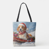 Amerikaanse Engelse Foxhound in Sledge Christmas Draagtas (Achterkant)
