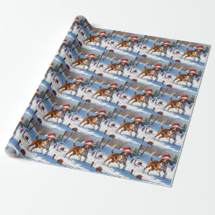 Amerikaanse Engelse Foxhound Kerstfeest Sneeuw Cadeaupapier