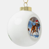 Amerikaanse Engelse Foxhound Kerstfeest Sneeuw Keramische Bal Ornament (Links)