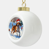 Amerikaanse Engelse Foxhound Kerstfeest Sneeuw Keramische Bal Ornament (Rechts)