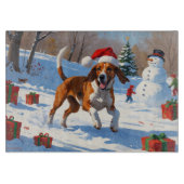 Amerikaanse Engelse Foxhound Kerstfeest Sneeuw Snijplank (Voorkant)