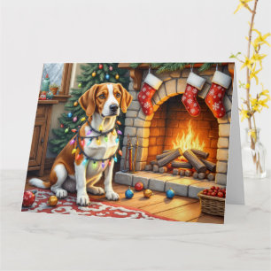Amerikaanse Engelse Foxhound Kerstverlichting Kaart